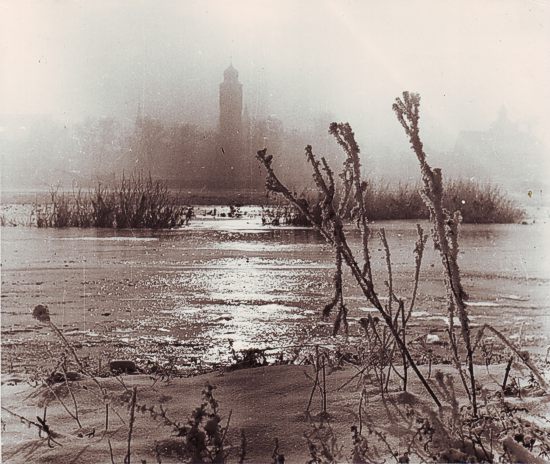 Ochsenfurt, der Main im Winter mit dem Taubenturm (1946)