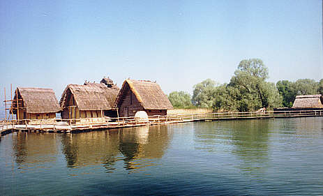 Häusergruppe 1999 zur Zeit des großen Bodensee-Hochwassers