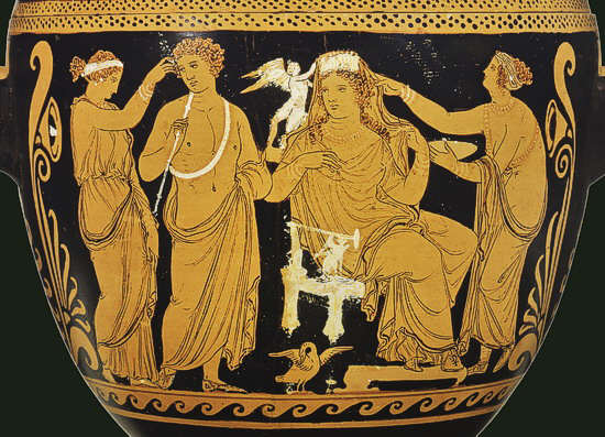 Vasenmalerei: Büchse mit Deckel in Form eines Trink bechers (Skyphos-Pyxis) aus Sizilien