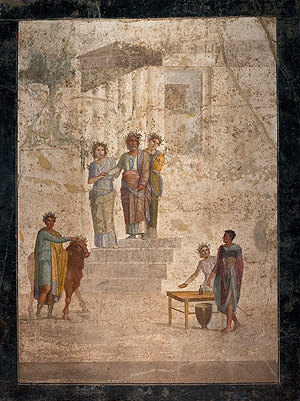 Pelias erkennt Jason. Wandgemälde aus Pompeji 