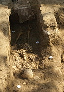 Archäologische Grabungsstelle: Skelett