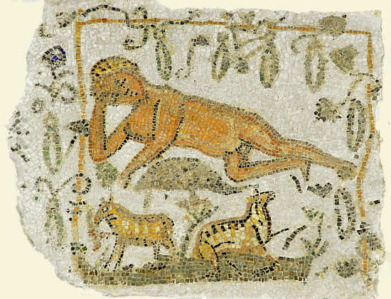 Mosaik mit Darstellung des schlafenden Jona