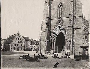 Münsterplatz mit Münster und Kornhaus. G.Th.Hase, um 1860, © Museum für Stadtgeschichte