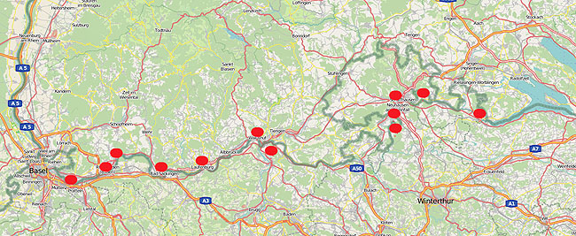 Karte des Hochrheingebiets. Quelle: openstreetmap