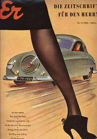 Schon zu Beginn der 50er Jahre zeigte sich die Verbindung von Auto und weiblicher Erotik als bestimmendes Element der männliches Psyche.