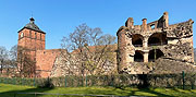 Schloss Heidelberg, Südseite mit Torturm und Krautturm