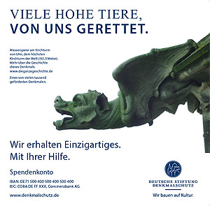 Einblender der Deutschen Stiftung Denkmalschutz mit dem Aufruf zur Unterstützung