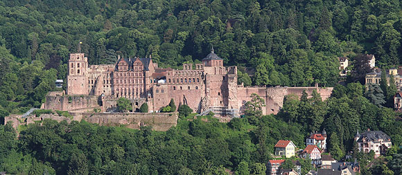 Heidelberg, Schlosspanorama vom Philosophenweg aus