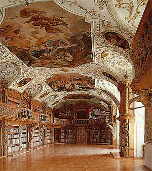Bibliothekssaal im ehem. Klosterf Waldsassen. Foto: Mehlauge/Wikimedia Commons