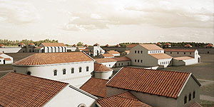 Panoramablick über die dreidimensionale Rekonstruktion der Festung von Keszthely-Fenékpuszta. Bild: Orsolya Heinrich-Tamáska, Roland Prien, Zsolt Vasáros, Gábor Nagy