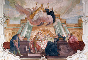 Deckenfresko mit der Darstellung des heiligen Benedikt