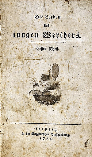 Johann Wolfgang Goethe, Die Leiden des jungen Werthers. Erstausgabe 1774. Titelseite. Bamberg, Staatsbibliothek. Münchener Digitalisierungszentrum.