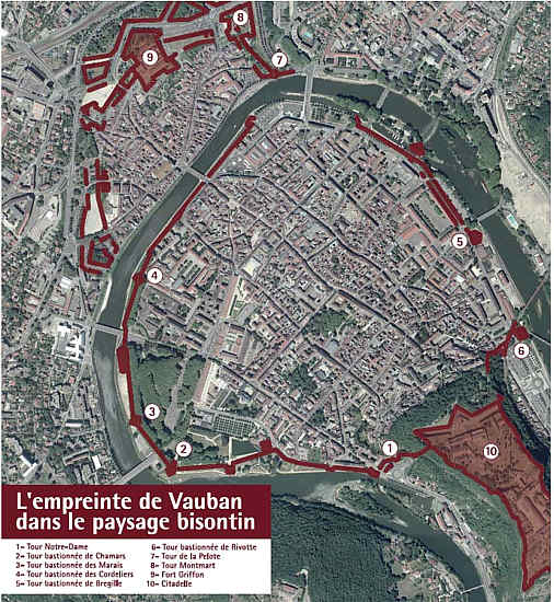 Plan der Festungsanlagen  Ville de Besanon 
