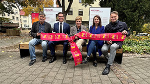 v.l. Präsident des Landesamts für Denkmalpflege Prof. Dr. Claus Wolf, Manuel Hagel MdL, Ministerin Nicole Razavi MdL, Ronja Kemmer MdB, Bürgermeister Jörg Seibold