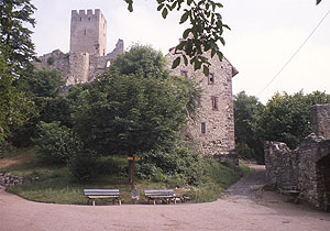 Burg Rötteln, Unterburg mit Bergfried der Oberburg.